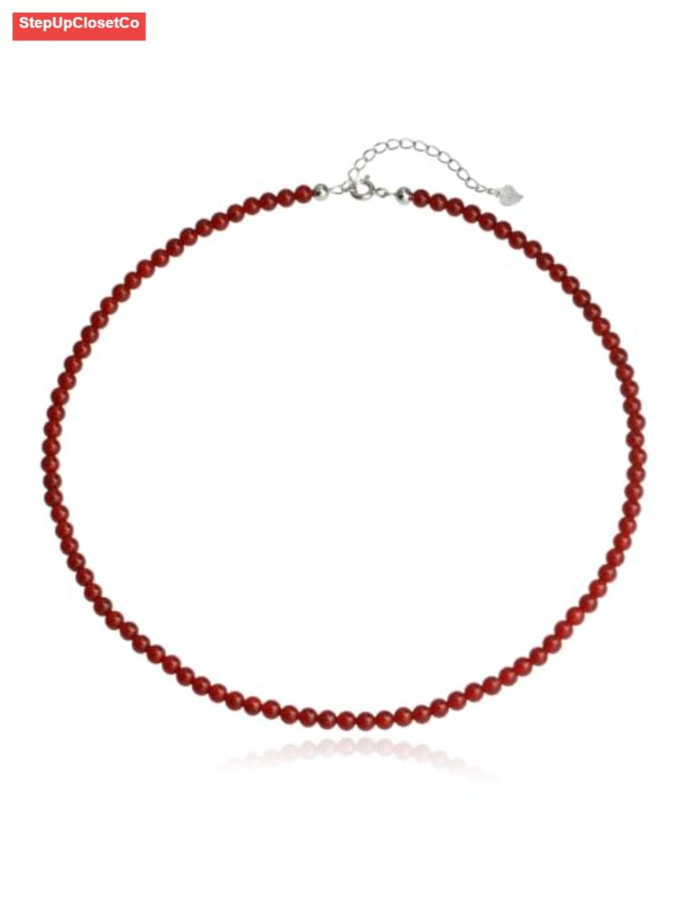 Handmade Beaded Natural Agate Choker Necklace Sterling Silver Strand Necklace